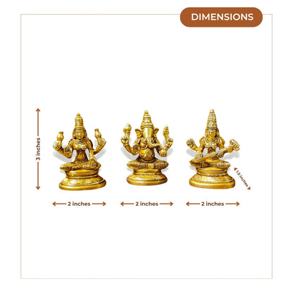 Lakshmi Ganesha Saraswati Brass Idol 4