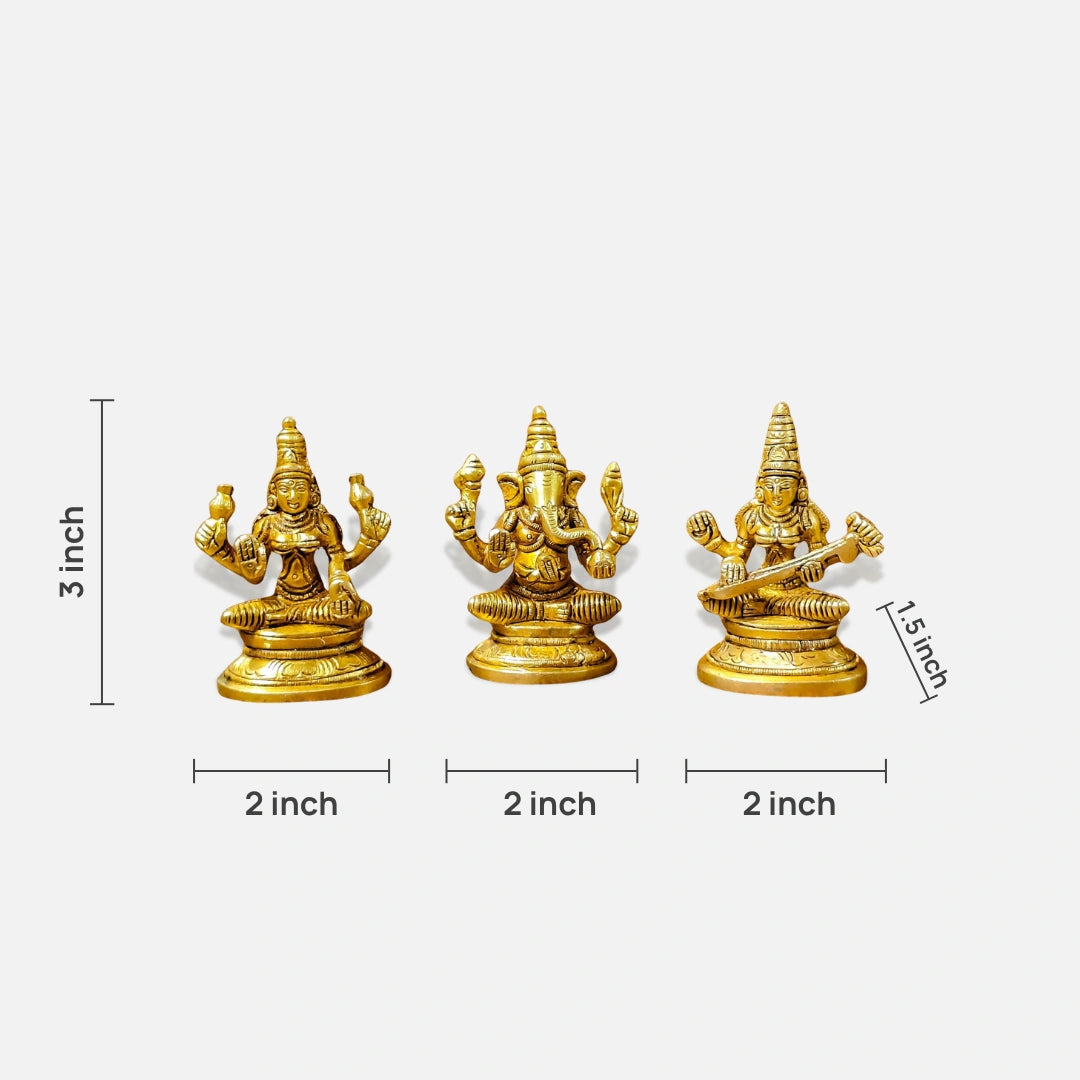 Lakshmi Ganesha Saraswati Brass Idol 4