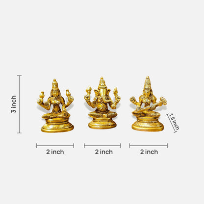 Lakshmi Ganesha Saraswati Brass Idol 4