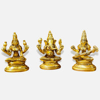 Lakshmi Ganesha Saraswati Brass Idol 4