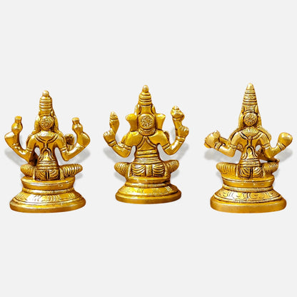Lakshmi Ganesha Saraswati Brass Idol 4