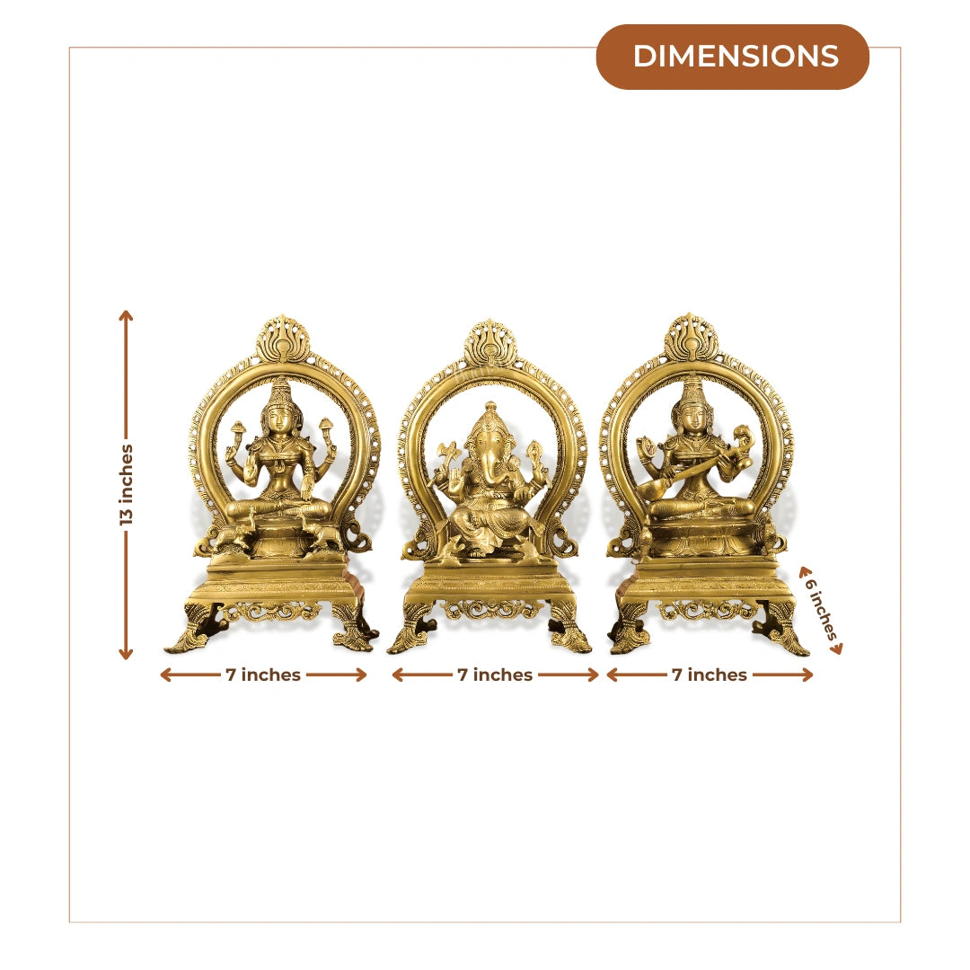 Lakshmi Ganesha Saraswati Brass Idol 5