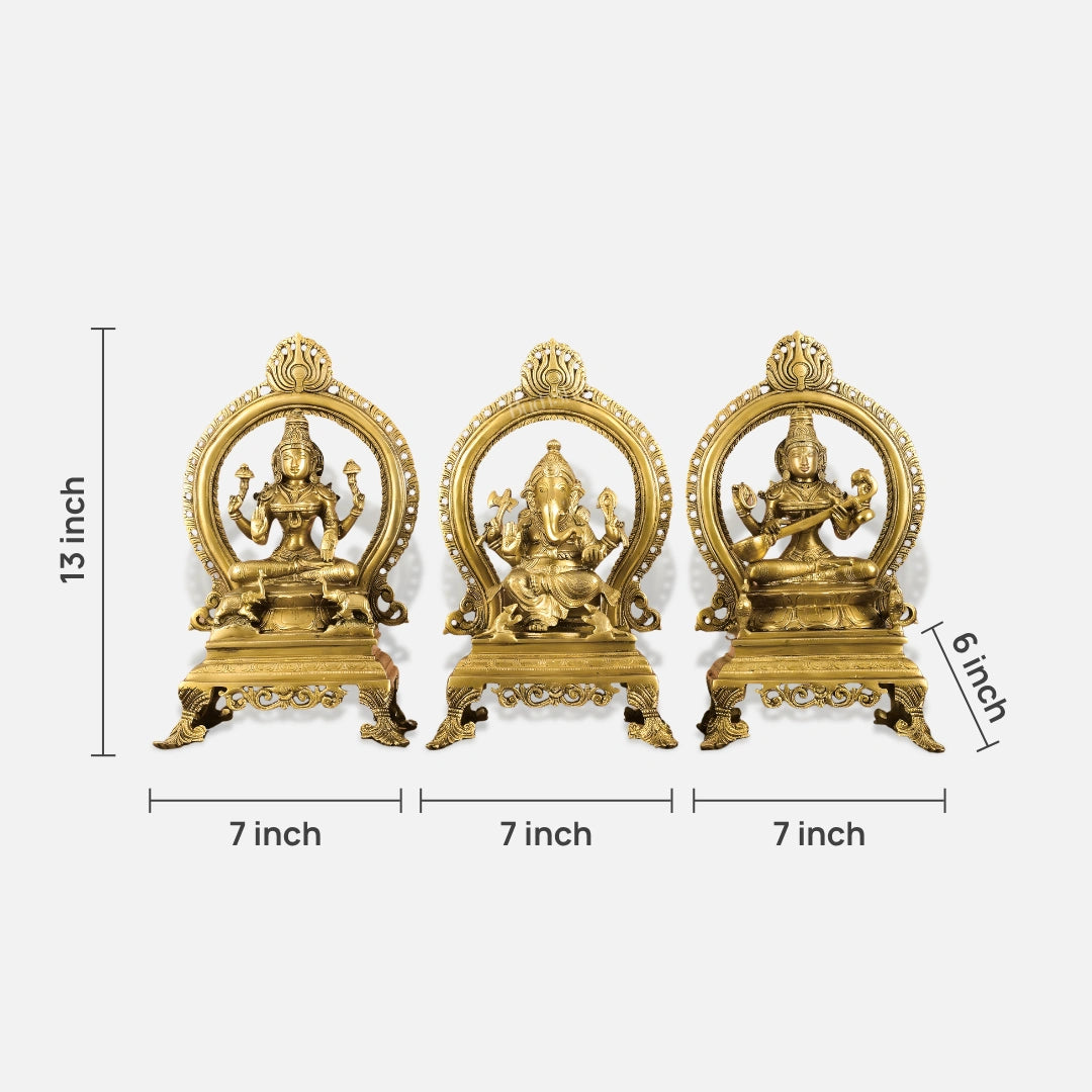 Lakshmi Ganesha Saraswati Brass Idol 5