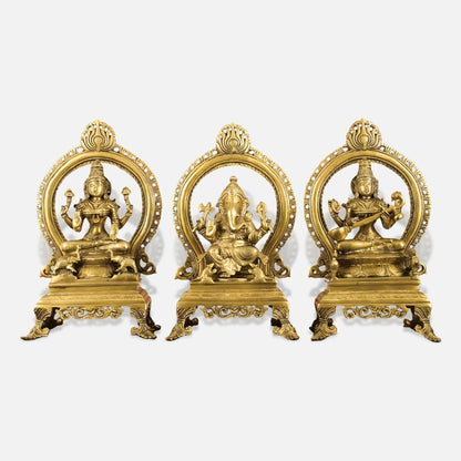 Lakshmi Ganesha Saraswati Brass Idol 5