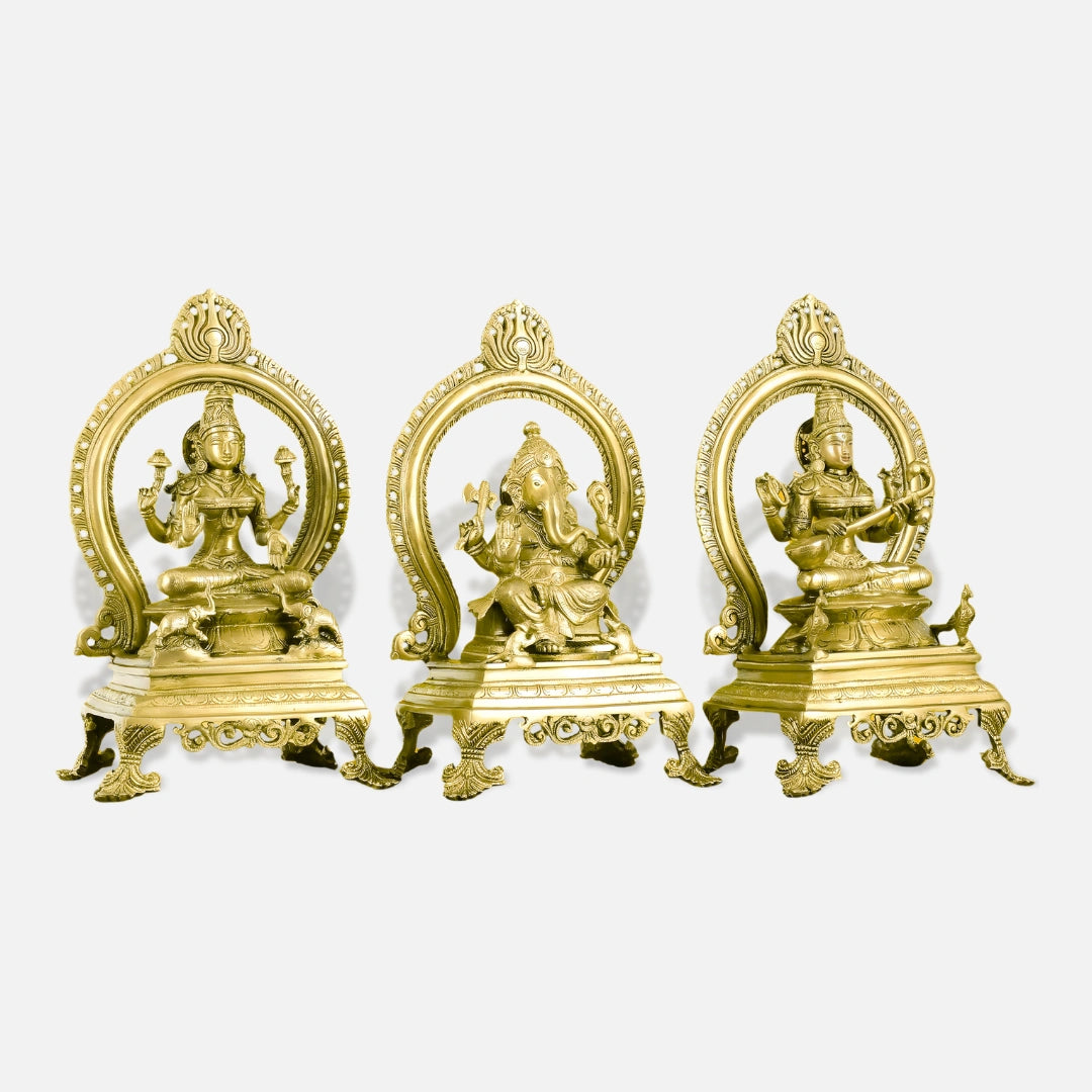 Lakshmi Ganesha Saraswati Brass Idol 5
