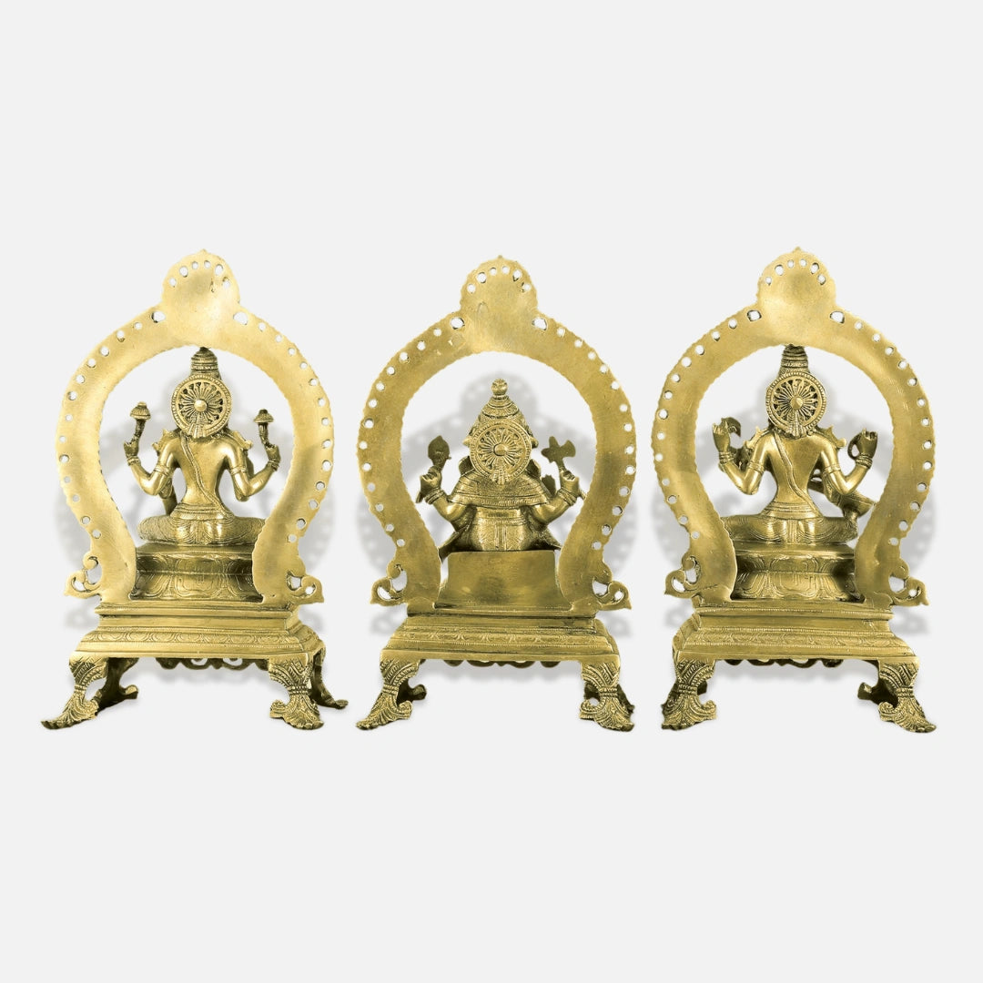 Lakshmi Ganesha Saraswati Brass Idol 5