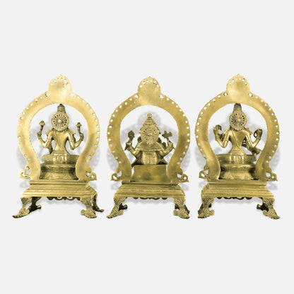 Lakshmi Ganesha Saraswati Brass Idol 5