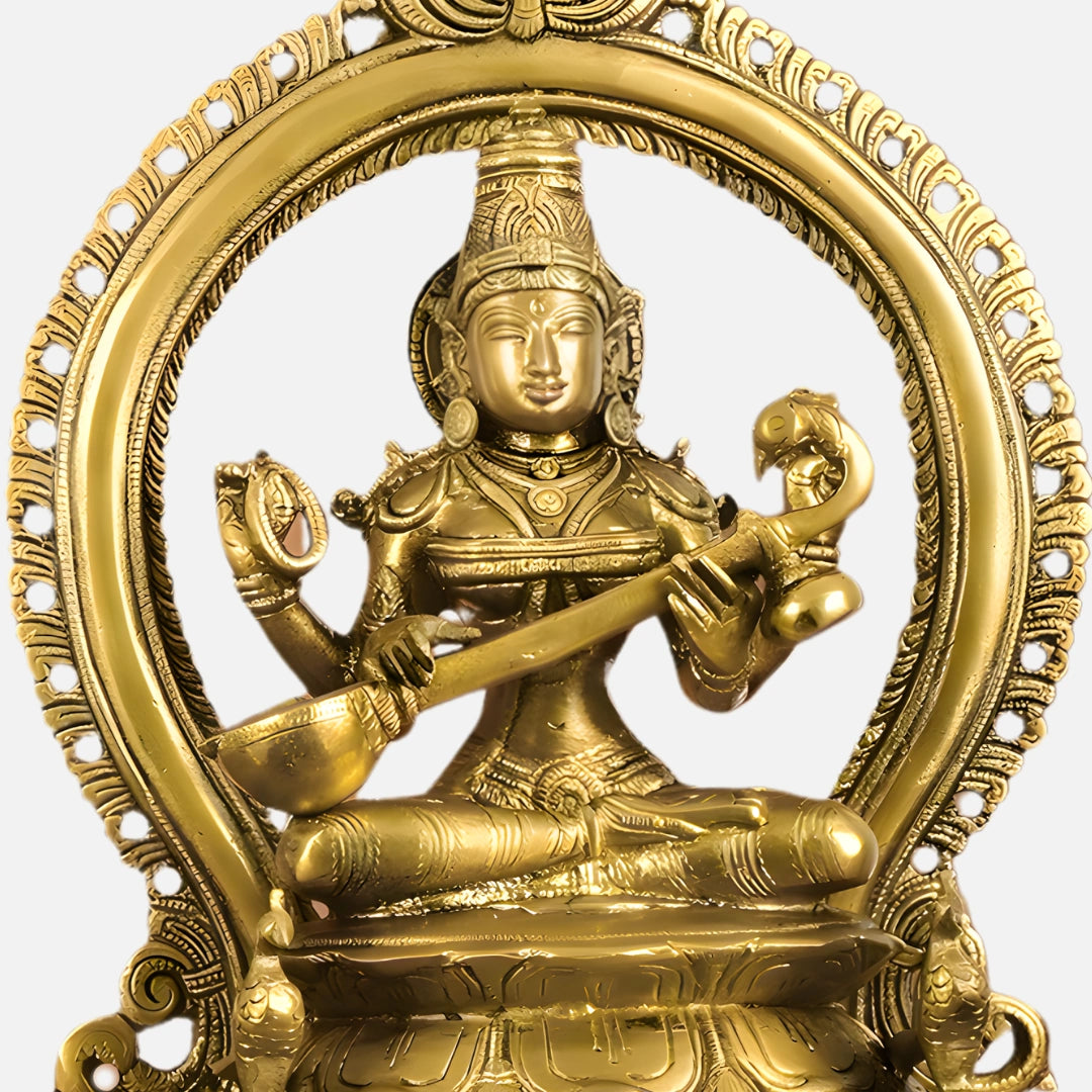 Lakshmi Ganesha Saraswati Brass Idol 5