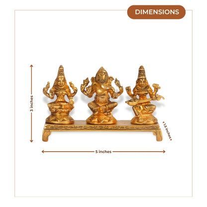 Lakshmi Ganesha Saraswati Brass Idol 6