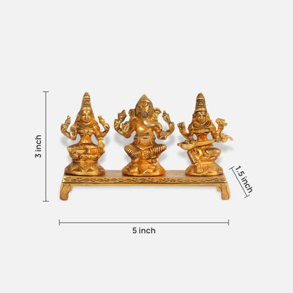 Lakshmi Ganesha Saraswati Brass Idol 6