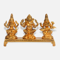 Lakshmi Ganesha Saraswati Brass Idol 6