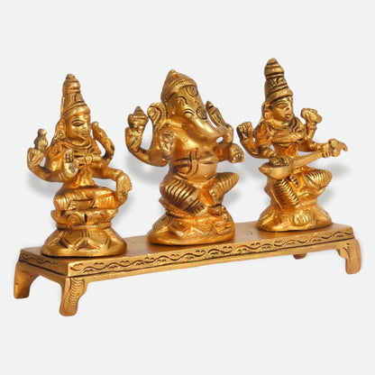 Lakshmi Ganesha Saraswati Brass Idol 6