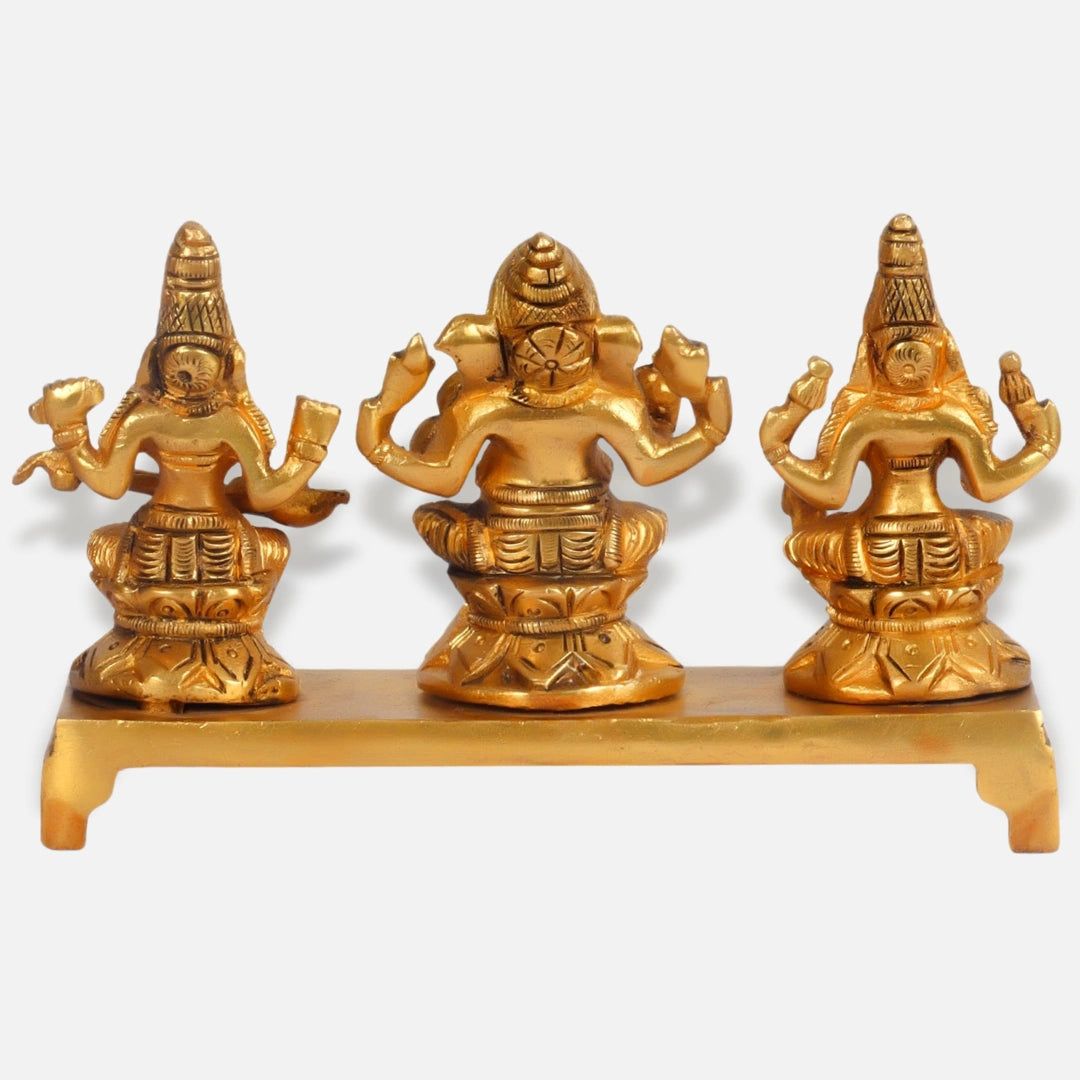 Lakshmi Ganesha Saraswati Brass Idol 6