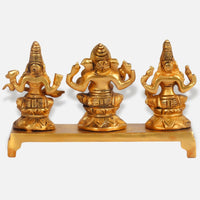Lakshmi Ganesha Saraswati Brass Idol 6
