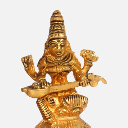 Lakshmi Ganesha Saraswati Brass Idol 6
