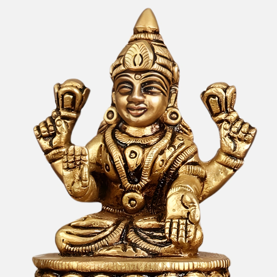 Lakshmi Ganesha Saraswati Miniature Brass Idol