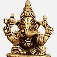 Lakshmi Ganesha Saraswati Miniature Brass Idol