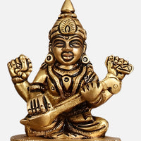 Lakshmi Ganesha Saraswati Miniature Brass Idol