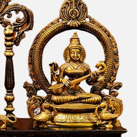 Brass Lakshmi ganesh Saraswati Idol with Singhasan 2