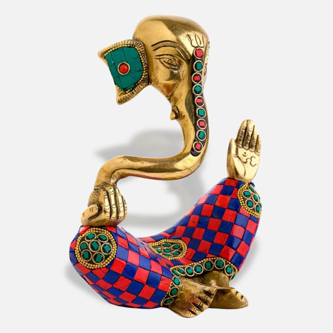 Brass Mosaic Ganpati Idol 1