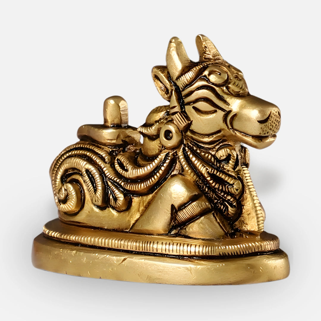 Nandi with Shiva Lingam Brass Idol