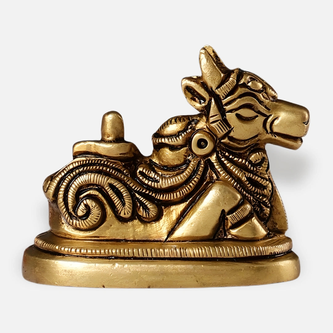 Nandi with Shiva Lingam Brass Idol