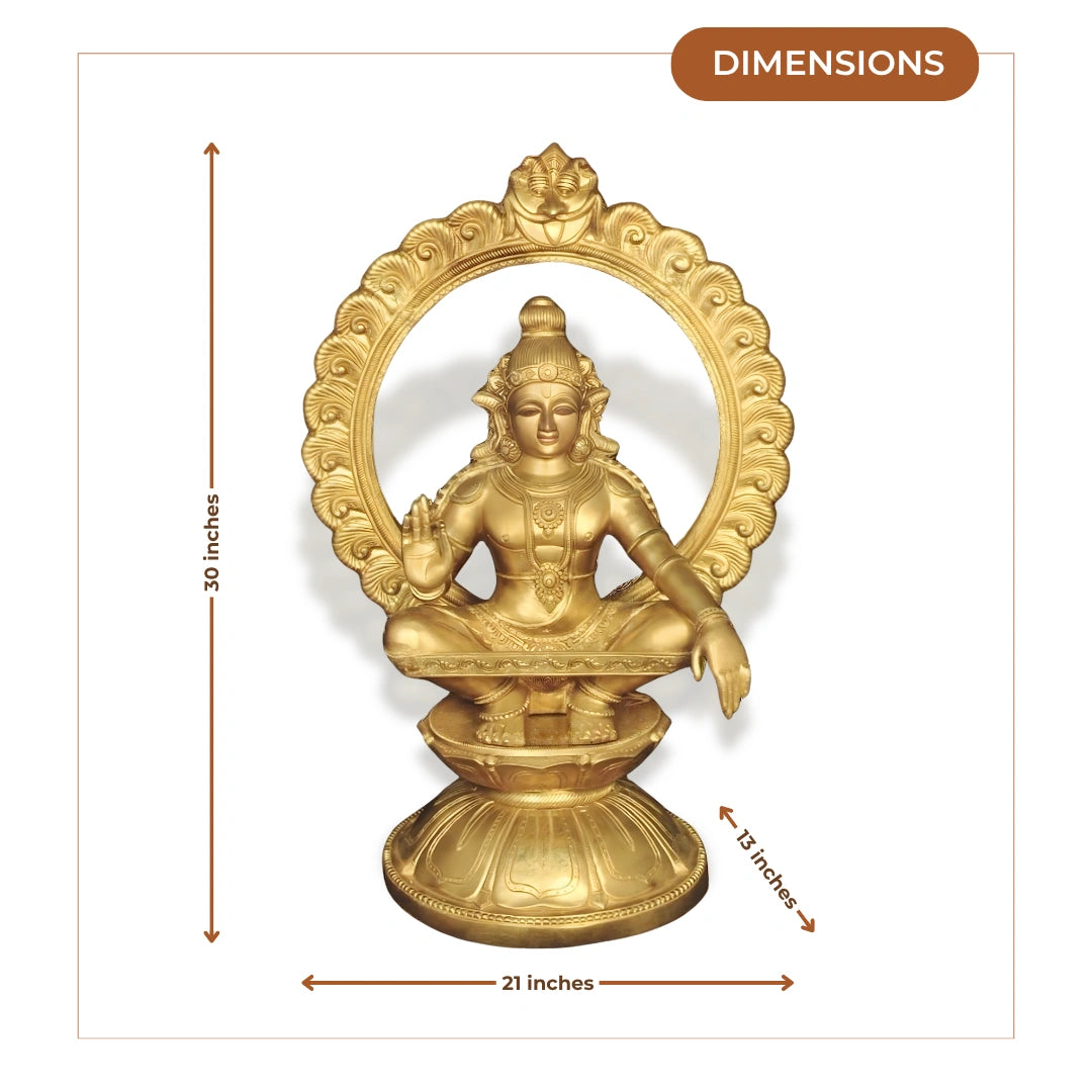 Seated Ayappan Swamy Brass Idol
