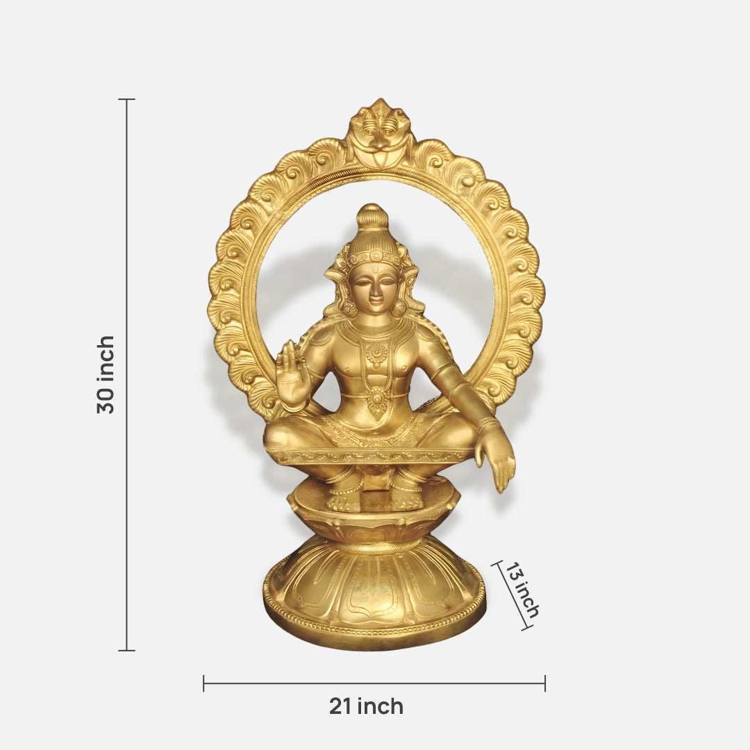 Seated Ayappan Swamy Brass Idol