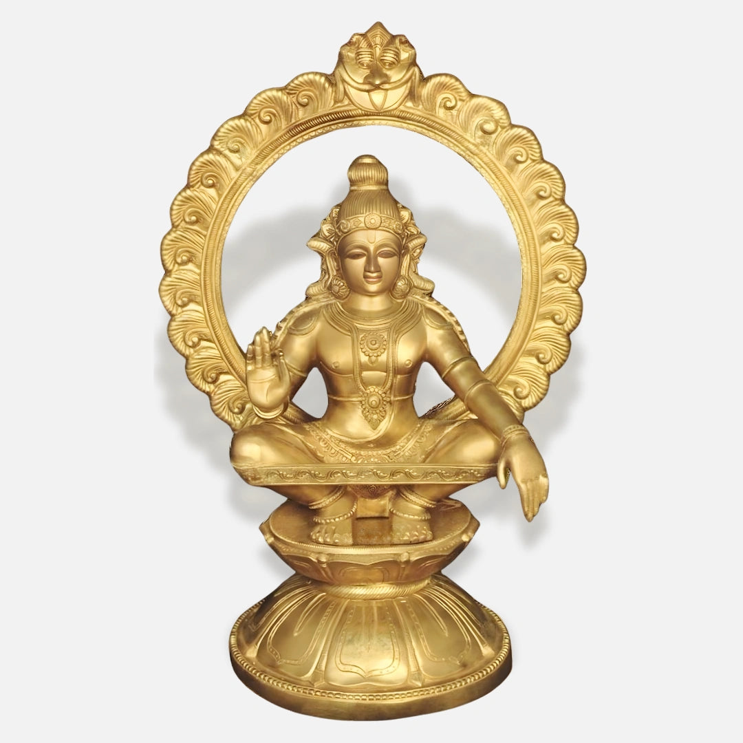 Seated Ayappan Swamy Brass Idol