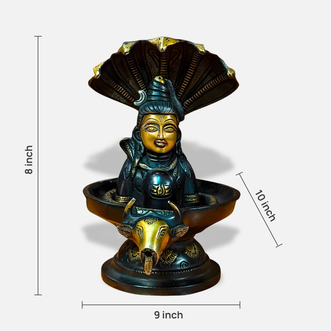 Shivling Idol with Lord Shiva Face and Nandi Base