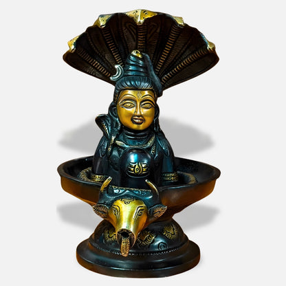 Shivling Idol with Lord Shiva Face and Nandi Base