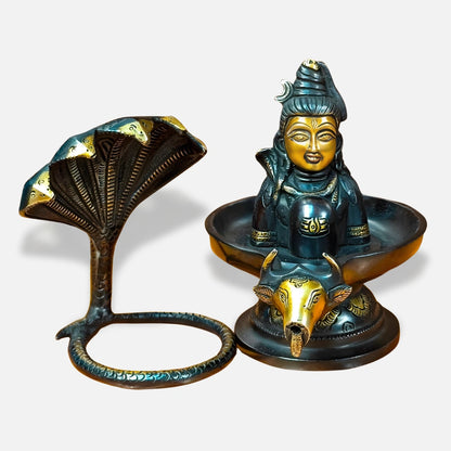 Shivling Idol with Lord Shiva Face and Nandi Base