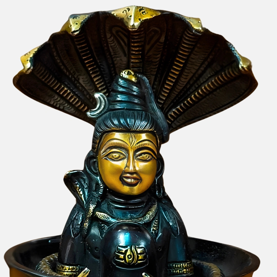 Shivling Idol with Lord Shiva Face and Nandi Base