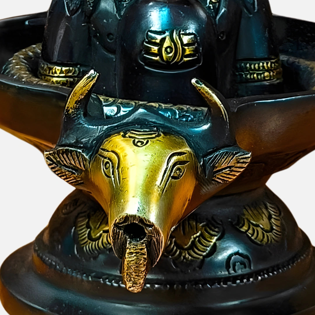 Shivling Idol with Lord Shiva Face and Nandi Base