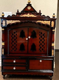 Customer photo: brown pooja mandir in their home