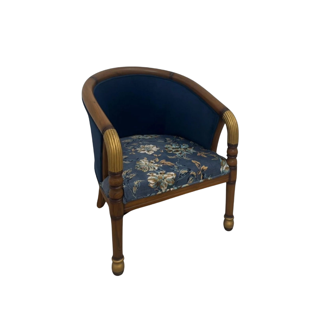 Flint Teak Wood Arm Chairs (Brown Blue)