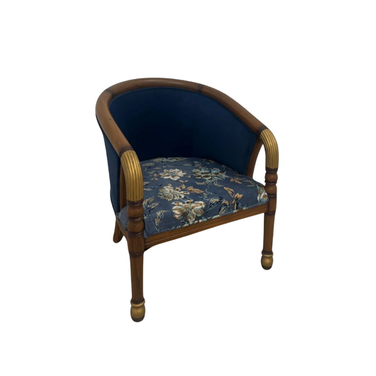 Flint Teak Wood Arm Chairs (Brown Blue)