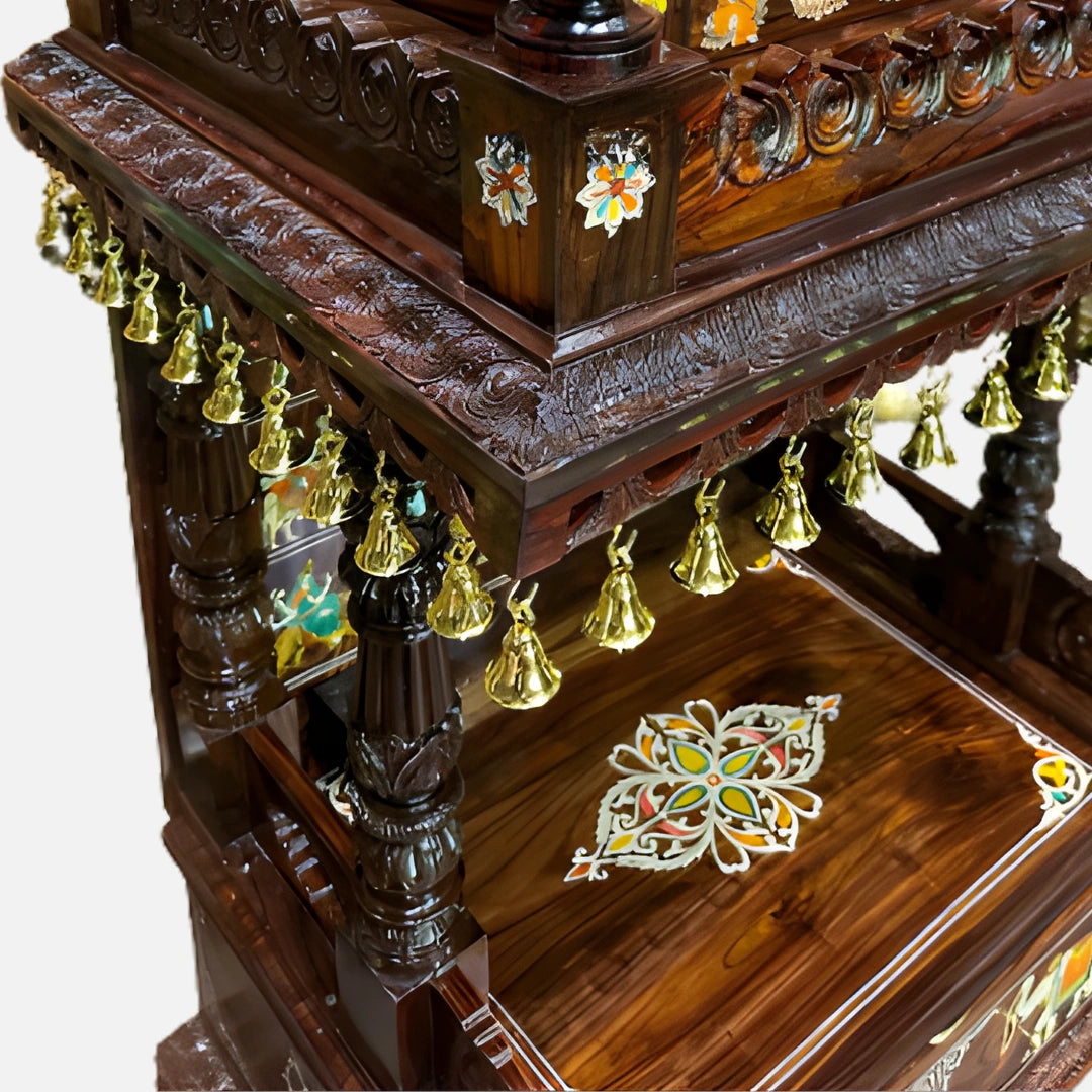 close image of Sukrti Teak Wood Mandir (Brown) 