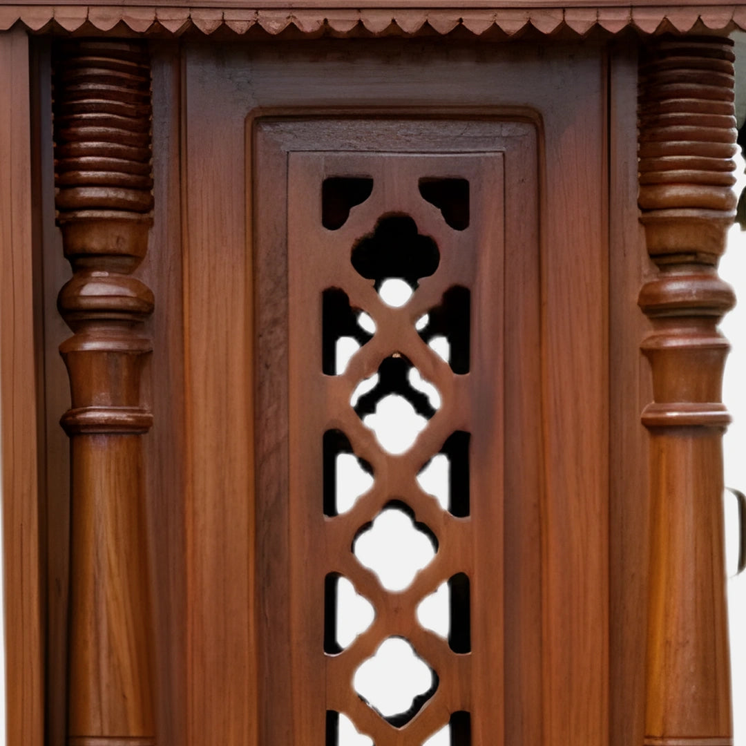 close view  of Aadinath Teak Wood Mandap (Brown)  