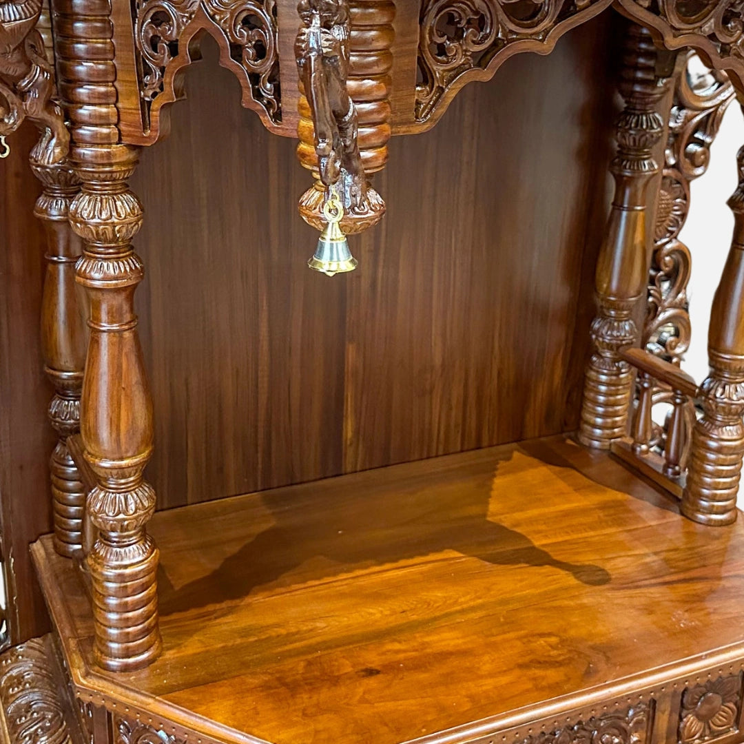 close view  of Aarzo Teak Wood Mandir (Teak) 