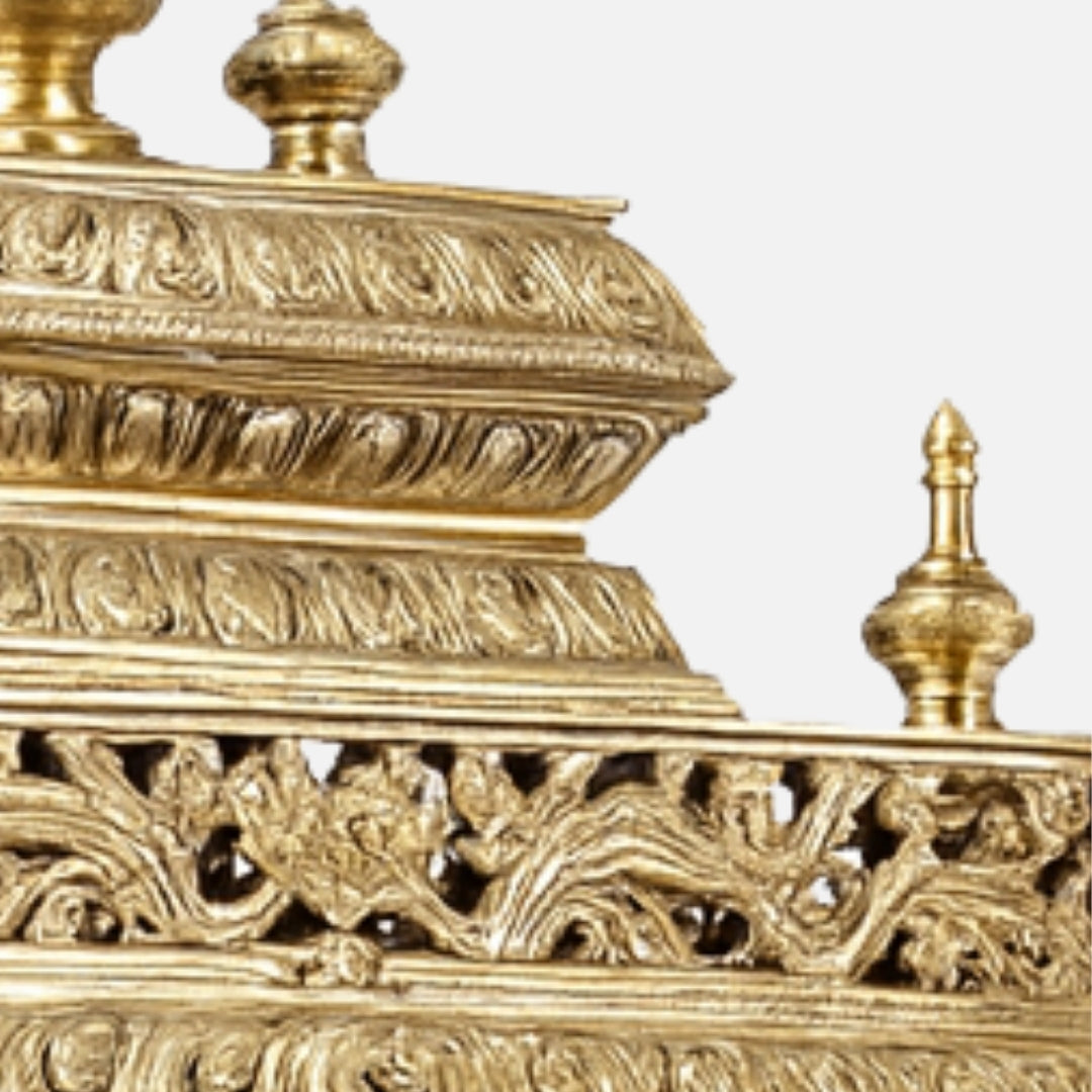 close view  of Aishwarya Teak Wood Mandir (Gold)   