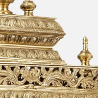 close view  of Aishwarya Teak Wood Mandir (Gold)   