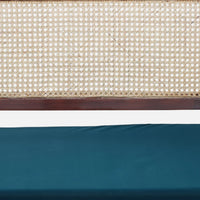 close view of Arbor Solid Wood Love Sofa (Navy Blue)  