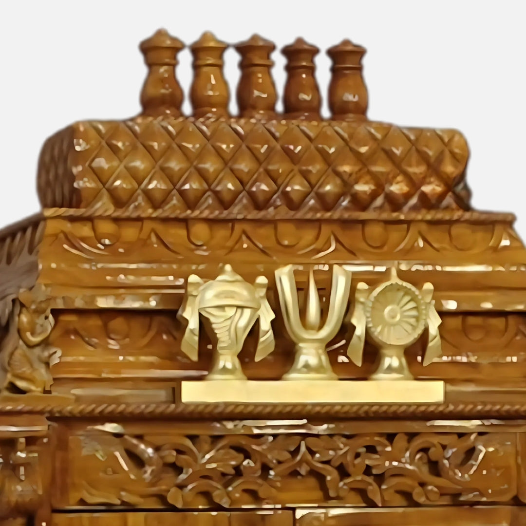 close  view  of Archana Teak Wood Mandap (Teak) 