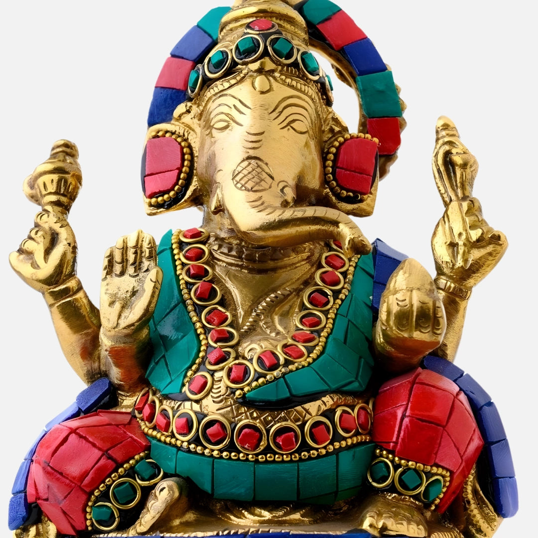 close view  of Ganesha Brass Idol 9