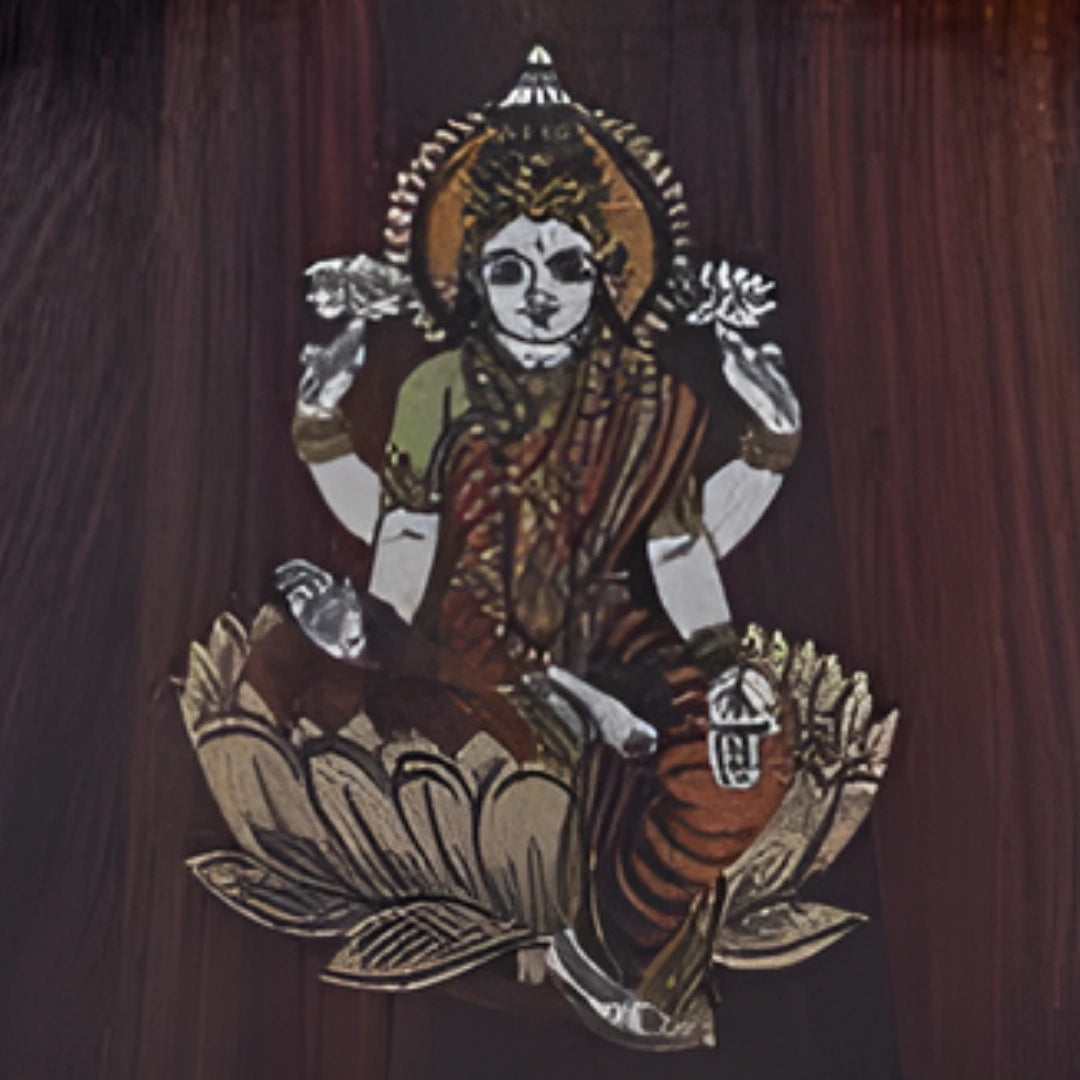 close view  of Kamalini Teak Wood Mandir (Brown)