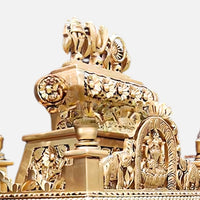 close view of Karunesh Teak Wood Mandir (Gold)