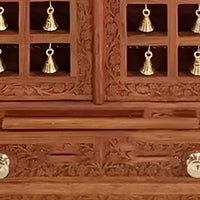 close view  of Mangalya Teak Wood Mandir (Brown) 