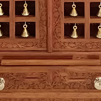 close view  of Mangalya Teak Wood Mandir (Brown) 
