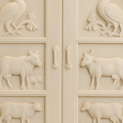 close view of Niketan Teak Wood Mandir (White) 